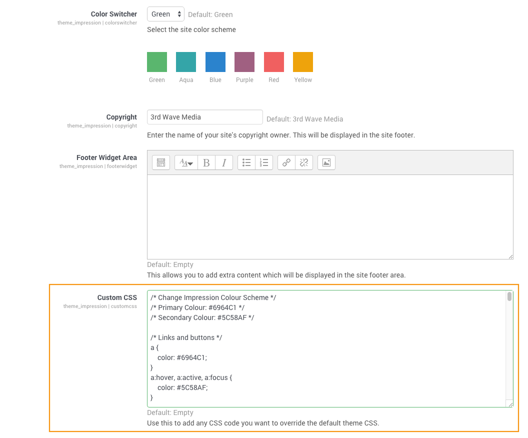 thesis theme custom css