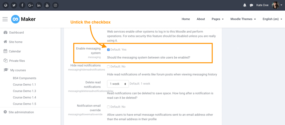 moodle-disable-messaging