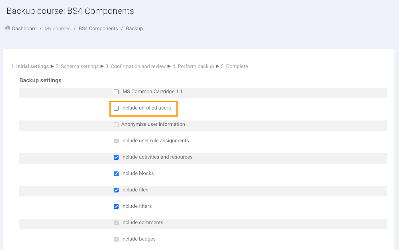 moodle-course-export-settings