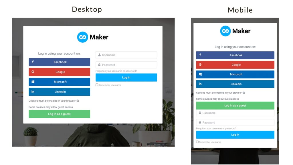 Moodle Maker Theme How to Display Moodle’s Default Login Form After