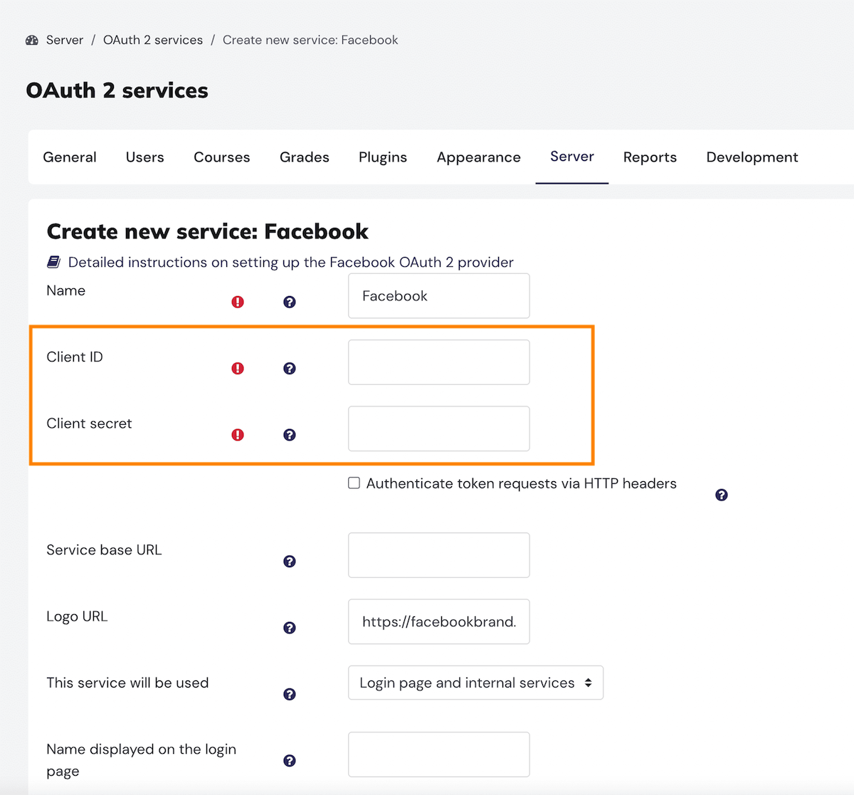 Adding Client ID and Client Secret for Facebook Login