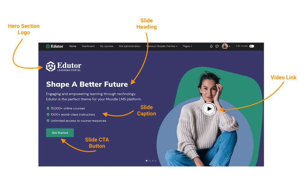 Edutor Moodle Theme Edutor – How To Use The Hero Section To Captivate Learners ...