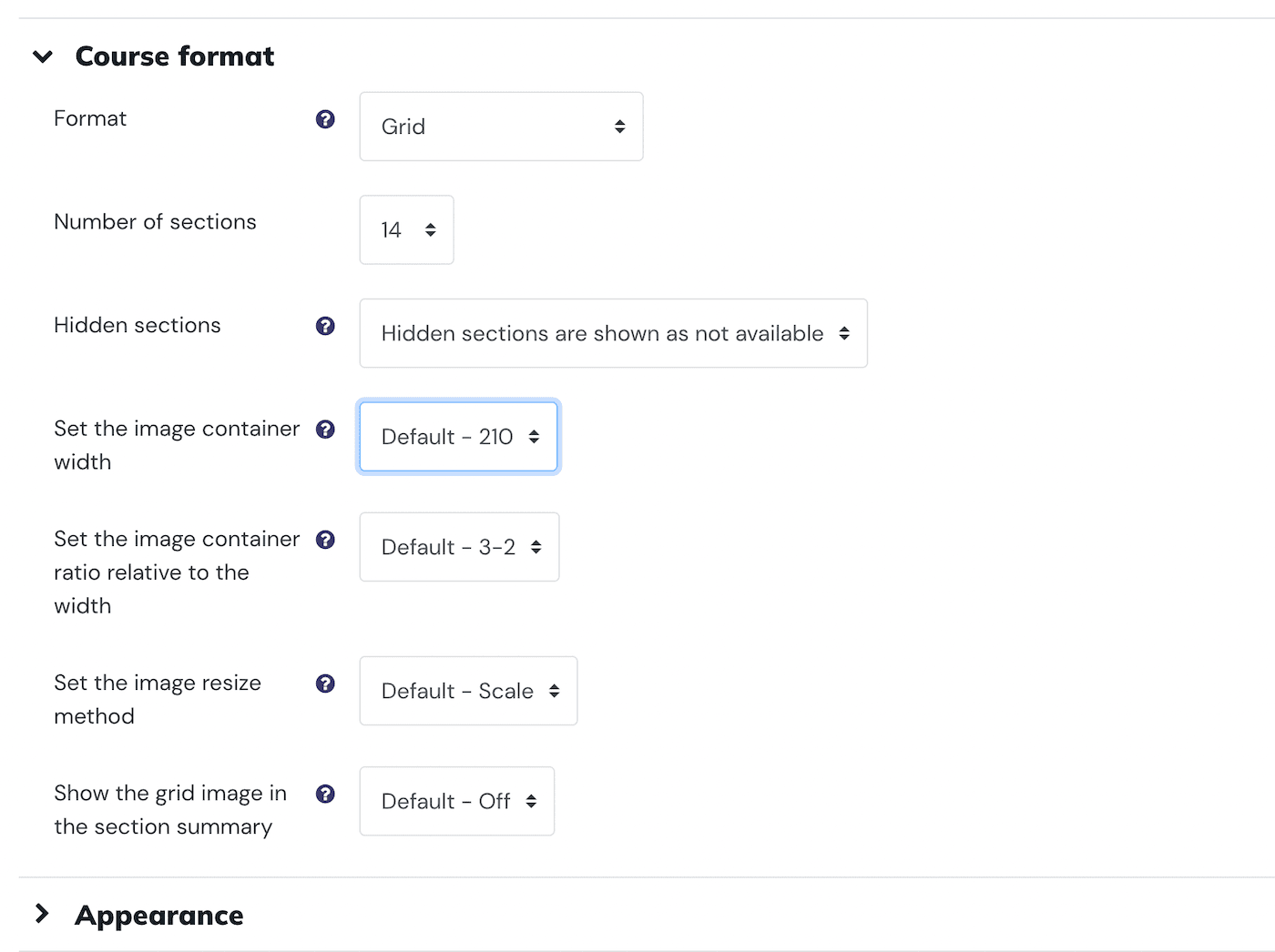 Top 3 Free Course Format Plugins For Your Moodle 4.x Site grid format-settings