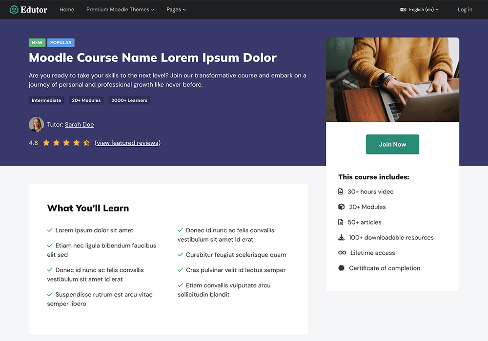 edutor-course-landing-page-udemy-style