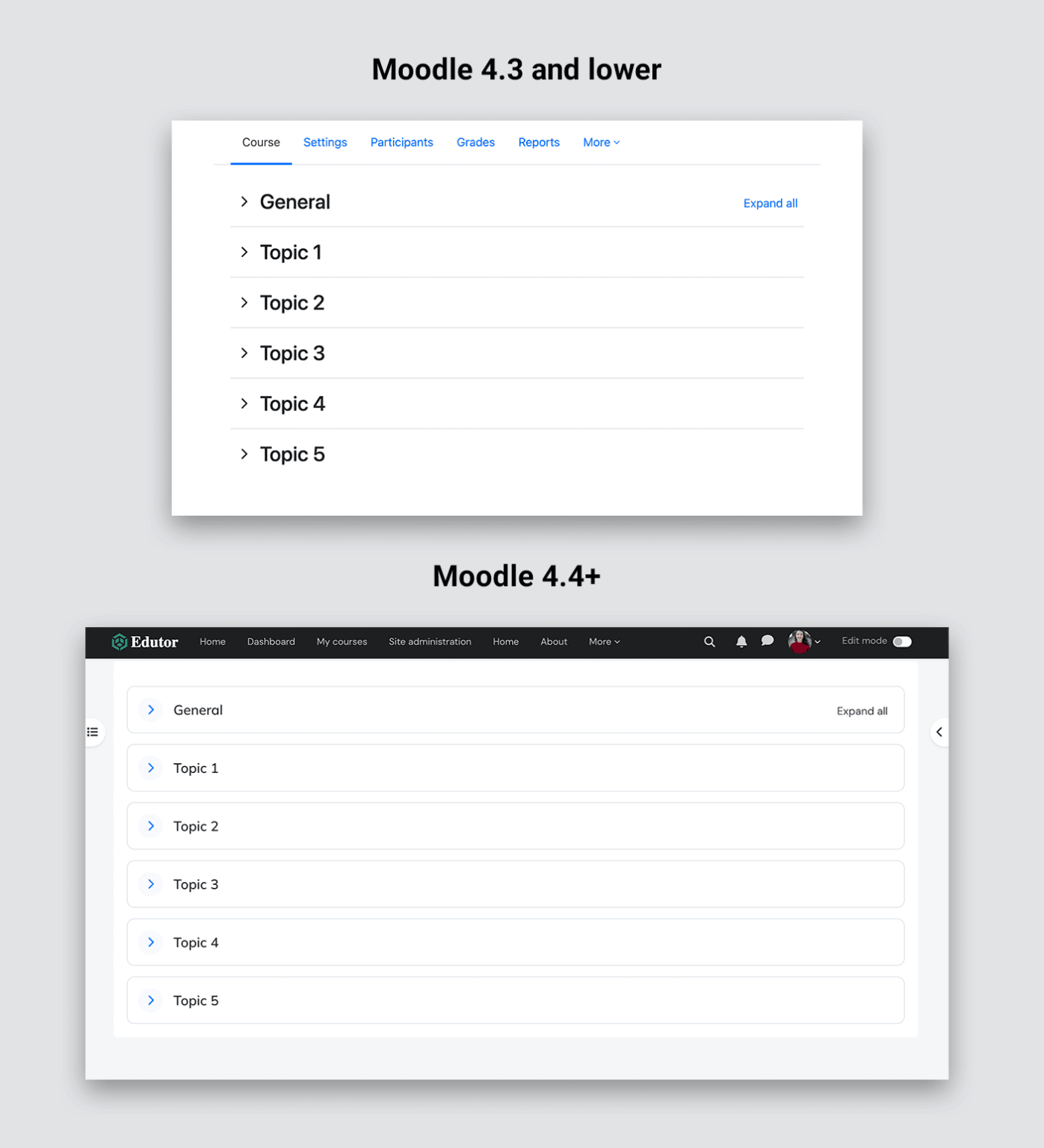 New Course Page Features in Moodle 4.4+ - eLearning Themes