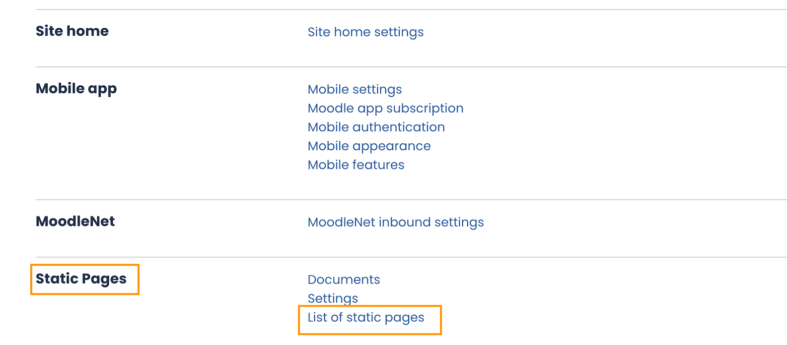 moodle-5-static-pages-settings