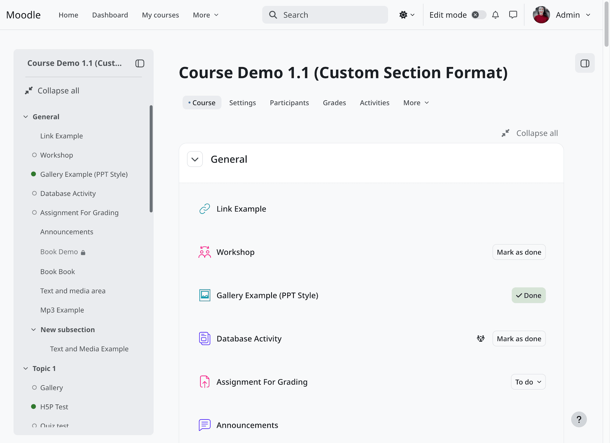 Moodle 5.3 Boost theme showing the updated course page interface